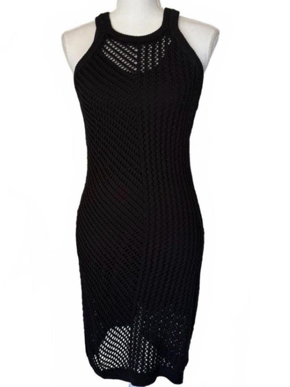 NWT Spiritual Gangster Black Crochet Knit Midi Dress